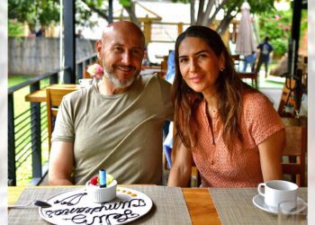 Fotos: Rubén Morales // Juan Carlos Felguerez, con su hermosa esposa Edna Benavides.