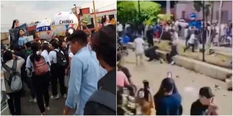 Fotos: internet // La calenda de estudiantes del ITO, terminó en violencia ante la infiltración de cholos.