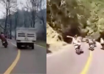 ¡Video revela imprudencia extrema de motociclistas en la 175!