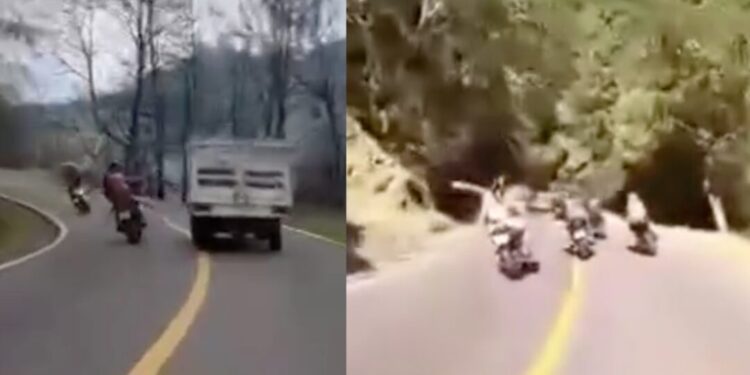 ¡Video revela imprudencia extrema de motociclistas en la 175!