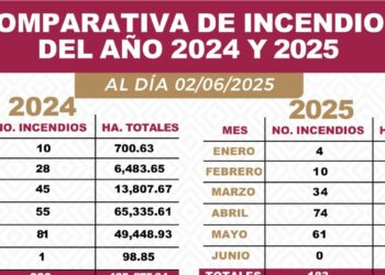 Cae este 2025 en 17% la cifra de incendios