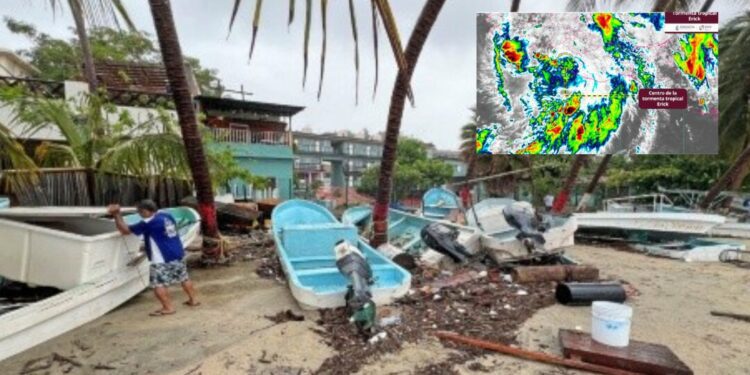 Huracán Érick se debilita, pero deja lluvias torrenciales en el sur de México