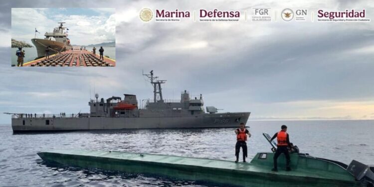 ¡Golpe al narcotráfico! Aseguran semisumergible con más de 3.5 toneladas de cocaína frente a costas de Guerrero