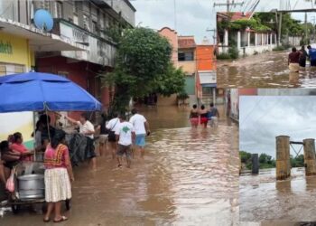 Desbordamiento del río Los Perros deja a Juchitán bajo el agua tras el paso del huracán Erick