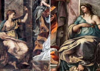La restauración permitió identificar que dos figuras alegóricas femeninas, Justicia y Amistad, fueron ejecutadas con óleo.