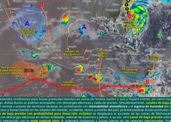 Continuarán lluvias dispersas por onda tropical número 9 y la vaguada monzónica en Oaxaca