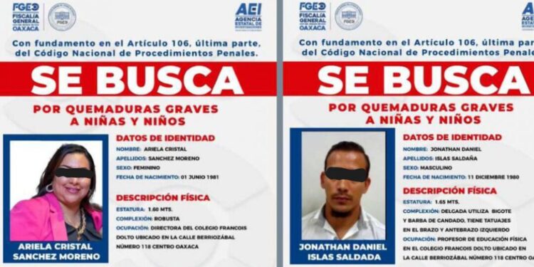Capturan a directora y maestro prófugos por quemaduras a niños en colegio de Oaxaca