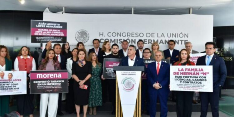 PRI y PAN acusan a Morena de proteger al crimen organizado; denuncian a Adán Augusto ante la FGR