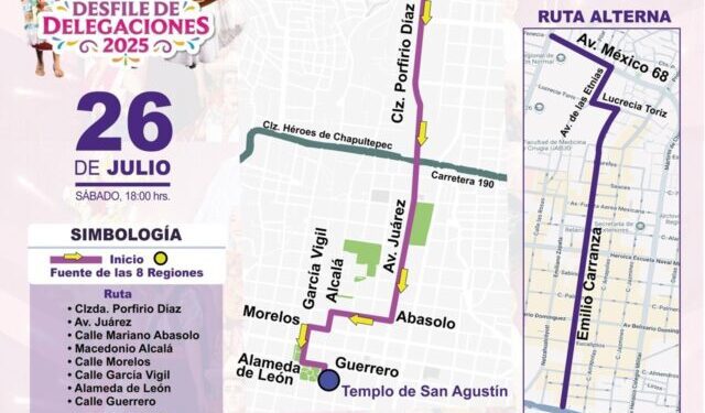 El recorrido iniciará en la Fuente de las Ocho Regiones y concluirá en la calle de Guerrero, a la altura del templo de San Agustín.