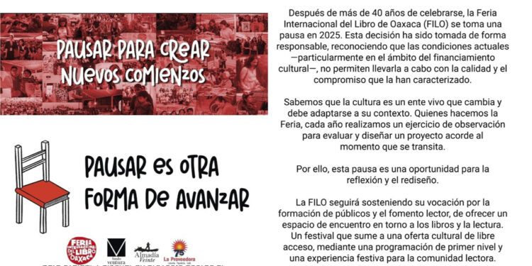 Se suspende la Feria Internacional del Libro de Oaxaca