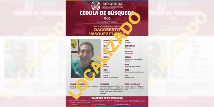 Fue localizado con vida en la ciudad de Oaxaca.