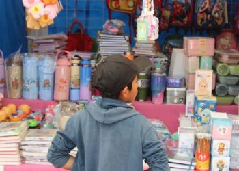 Padres de familia y estudiantes acudieron a la Expo Regreso a Clases 2025 en el parque Independencia de Huajuapan.