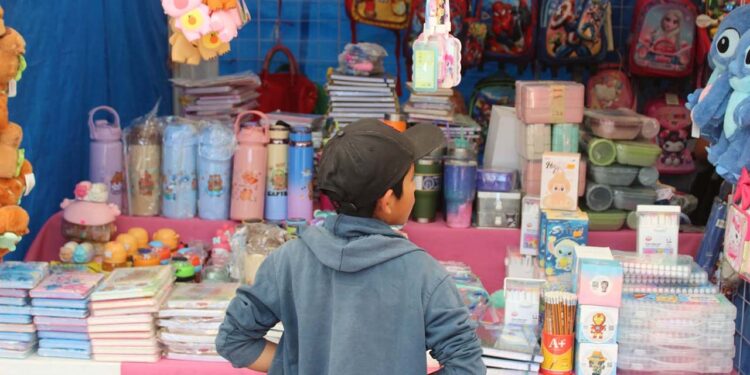 Padres de familia y estudiantes acudieron a la Expo Regreso a Clases 2025 en el parque Independencia de Huajuapan.