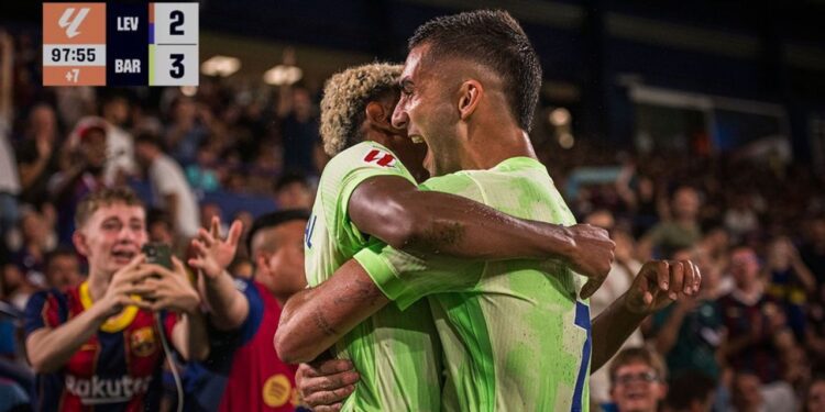 Barcelona remonta ante Levante con épico 2-3