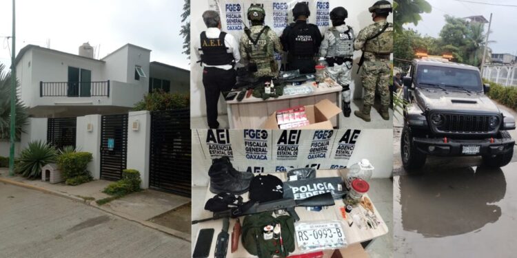 Golpe a célula delictiva en Huatulco: decomisan armas, drogas y vehículos en cateo
