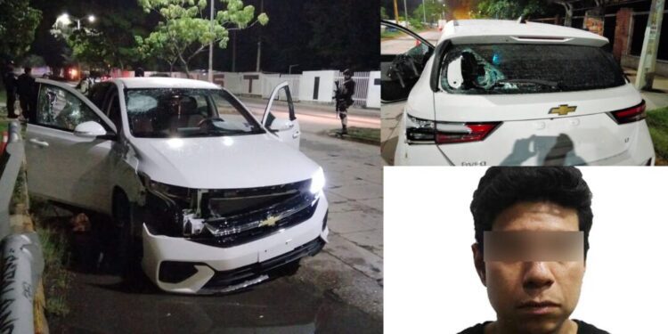 Persecución nocturna en Oaxaca: detienen a motociclista por daños a vehículo particular