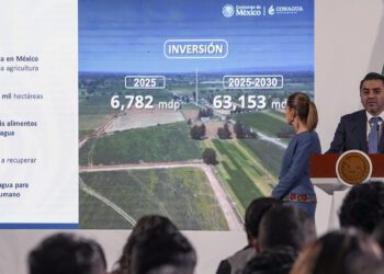 Foto: presidencia de la república // La presidenta Claudia Sheinbaum y el director general de Conagua, Efraín Morales López, anuncian una inversión histórica de más de 60 mil millones de pesos como parte del programa México se Tecnifica.