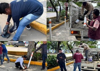 Retiran 49 postes que obstruían la vía pública en avenida Universidad