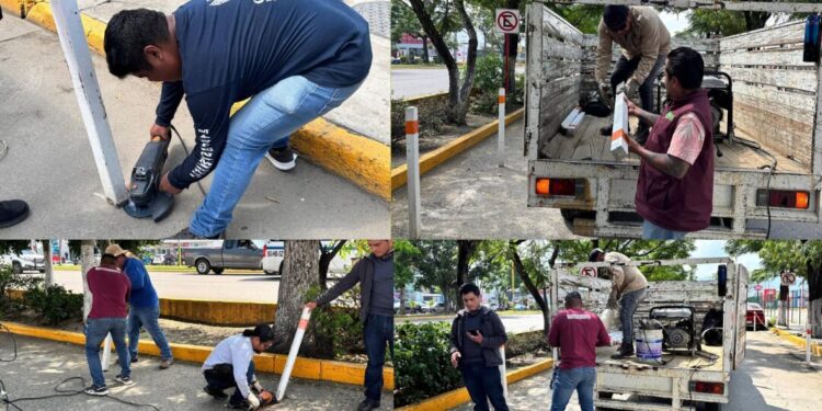 Retiran 49 postes que obstruían la vía pública en avenida Universidad