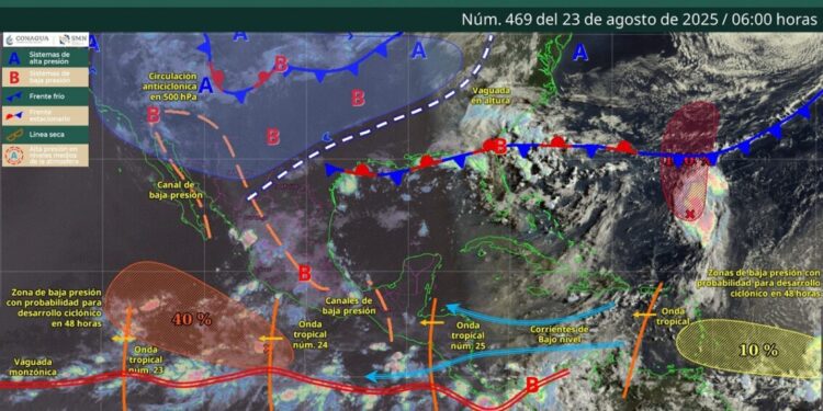 Onda tropical 25 y canal de baja presión provocarán lluvias en gran parte de Oaxaca