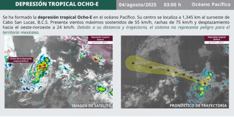 Depresión tropical Ocho-E se forma en el Pacífico: avanzará como tormenta pero sin riesgo para México