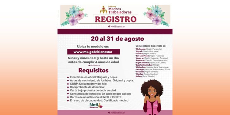 Abren registro al Programa Madres Trabajadoras del 20 al 31 de agosto