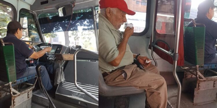 ¡Tiró a un abuelito y lo regañó! Urbanero arranca sin esperar a que suba