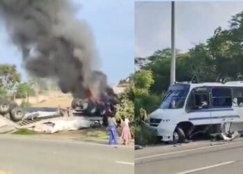 VIDEO Imprudencia al volante desata choque e incendio en la Costa de Oaxaca
