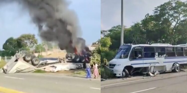 VIDEO Imprudencia al volante desata choque e incendio en la Costa de Oaxaca