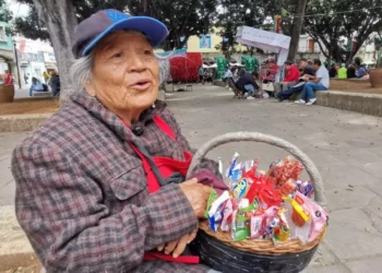 Sin políticas pública de apoyo integral Doña Esperanza vende dulces en el zócalo