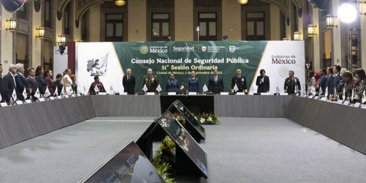 Foto: Presidencia De La República // En Palacio Nacional, la Presidenta Claudia Sheinbaum encabeza la 51° Sesión Ordinaria del Consejo Nacional de Seguridad Pública.