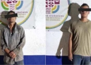Los detenidos, identificados como A.L.I. y V.F.L.C., no contaban con permiso de portación de armas.