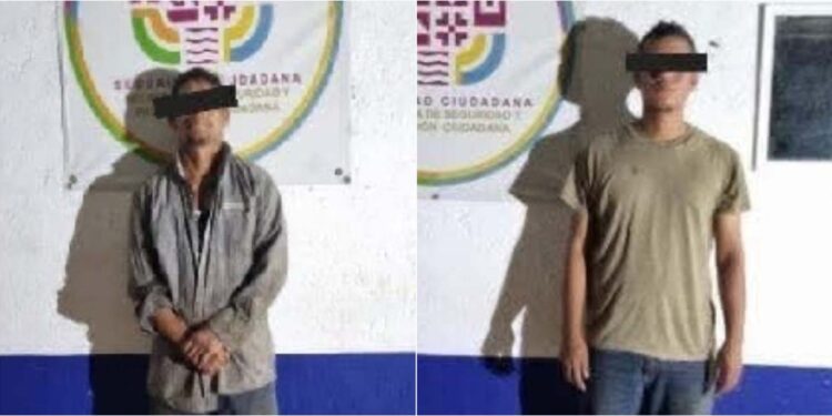 Los detenidos, identificados como A.L.I. y V.F.L.C., no contaban con permiso de portación de armas.