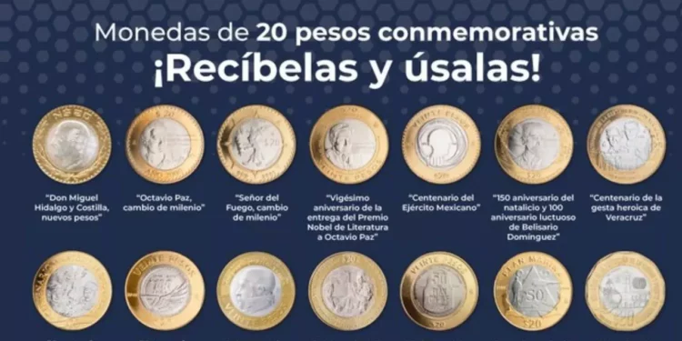 Monedas de 20 pesos conmemorativas: Banxico invita a recibirlas y usarlas