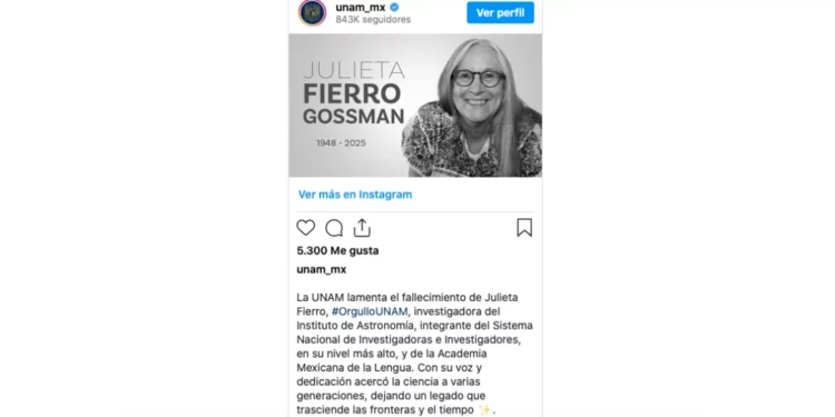 Fallece Julieta Fierro, estrella de la Ciencia Mexicana; el universo pierde a su divulgadora más brillante