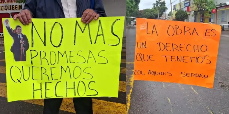 Vecinos de Santa Lucía del Camino bloquean calles por obras inconclusas