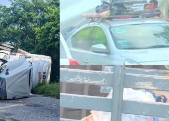 Saqueo sin freno: vuelca tráiler en Oaxaca y la rapiña se repite