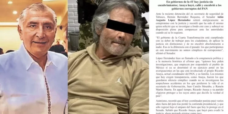 Exsecretario de Seguridad de Tabasco, ligado al CJNG: Adán Augusto se deslinda, pero acepta comparecer