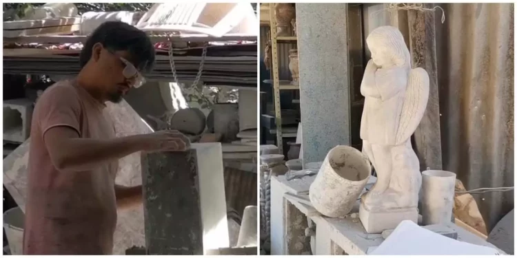 Fotos: Jesús Santiago // Los artesanos dan forma a las lápidas, cruces y mausoleos que honran la memoria de los difuntos.