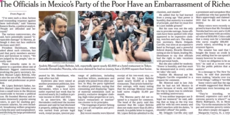 Morena, austeridad de dientes  para afuera; censura el NYT