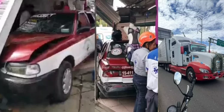 VIDEO | Tráiler embiste taxi y puesto en el Periférico: cuatro lesionados, una mujer grave