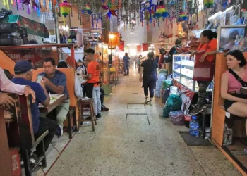 Foto: Adrián Gaytán // El tradicional pasillo del Humo y la demanda de eliminar el uso de plásticos en el lugar.