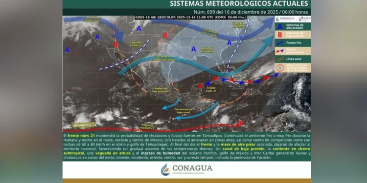 Frente frío 21 intensifica lluvias, frío y vientos fuertes en Oaxaca