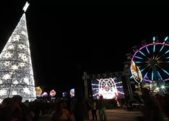 Foto: Adrián Gaytán // Juegos pirotécnicos rodearon el encendido del árbol navideño.