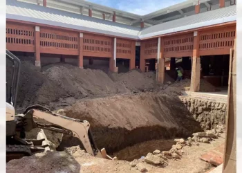 Foto: Municipio de Oaxaca de Juárez // La obra por concluir en la zona de comedores y pan del Mercado de Abasto.