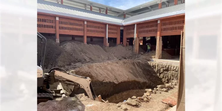 Foto: Municipio de Oaxaca de Juárez // La obra por concluir en la zona de comedores y pan del Mercado de Abasto.