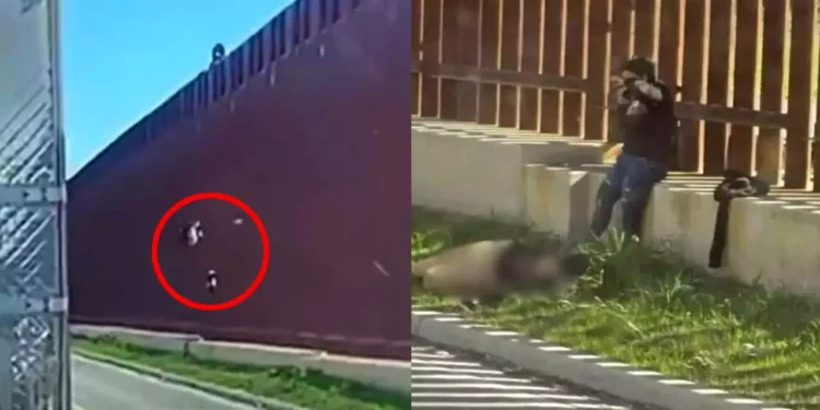 Foto: captura de video: Caen personas del muro fronterizo con Estados Unidos.