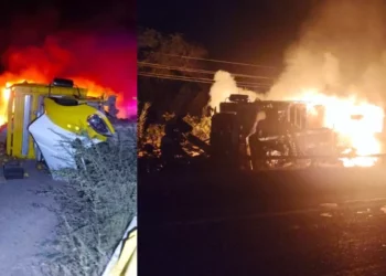 Volcadura e incendio de camión torton en Ocotlán genera pánico entre automovilistas