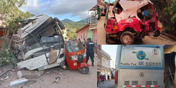 Autobús turístico fuera de control embiste vivienda y mototaxi en Juquila