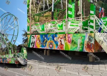 Riesgo en feria de Oaxaca: rueda de la fortuna sobre base improvisada alarma a vecinos y visitantes